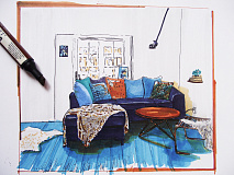 interior living room sketch