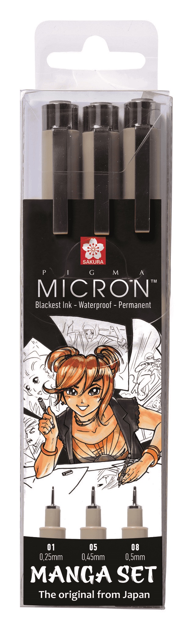 Набор капиллярных ручек Pigma Micron Manga. Sakura Pigma Micron Manga Set.