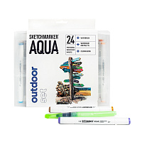 SKETCHMARKER AQUA Color: 24 OUTDOOR SET (24 markers + waterbrush + coloring book + blending pallete)