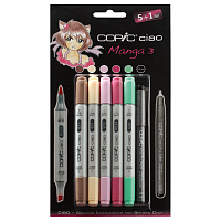 Набор маркеров Copic Ciao Manga 3, 5 маркеров + мультилинер 0.3мм в блистере