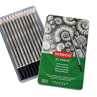 Набор чернографитных карандашей Derwent Academy Sketching (12 штук в металлической упаковке)
