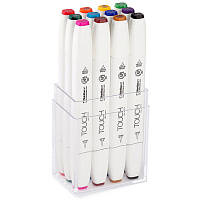 Набор  маркеров  TOUCH TWIN brush 12 штук (основные цвета) в пластиковой упаковке