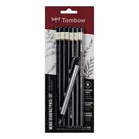 Набор карандашей чернографитных Tombow MONO 100 6шт (5 карандашей+ластик-ручка)