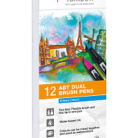 Набор акварельных маркеров TOMBOW ABT Dual Brush 12 штук Primary colours в картонной упаковке
