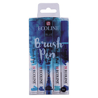 Набор акварельных маркеров Ecoline Brush Pen Синие 5 штук в пластиковой упаковке