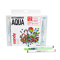SKETCHMARKER AQUA Color: 12 CANDY SET (12 markers + waterbrush + coloring book + blending pallete)