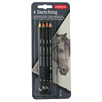 Набор чернографитных карандашей Derwent Sketching (4 штуки в блистере)