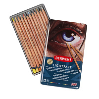 Набор цветных карандашей Derwent Lightfast (12 цветов в металлической упаковке)