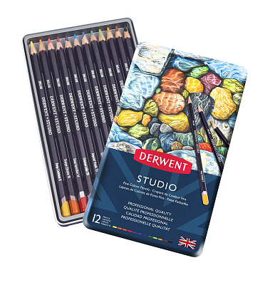 Набор цветных карандашей Derwent Studio (12 цветов в металлической упаковке)