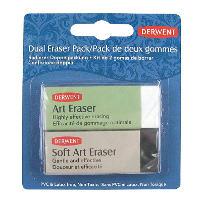 Набор каучуковых ластиковDerwent Dual Eraser Pack  для всех типов карандашей (2шт в наборе)
