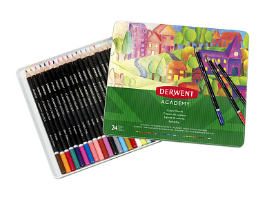 Набор цветных карандашей Derwent Academy (24 цвета в металлической упаковке)