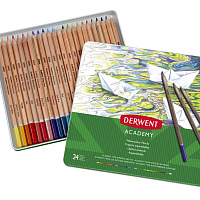 Набор акварельных карандашей Derwent Academy (24 цвета в металлической упаковке)