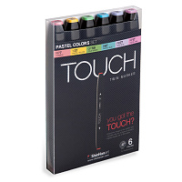 Набор  маркеров  TOUCH TWIN ShinHan 6 штук (пастельные цвета) в пластиковой упаковке