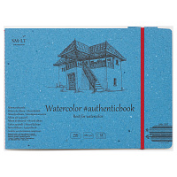 Альбом для акварели Authentic Watercolor (280г/м2 24.5*17.5см 12 листов, белая бумага на резинке)