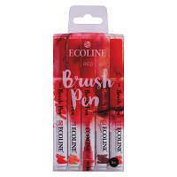 Набор акварельных маркеров Ecoline Brush Pen Красные 5 штук в пластиковой упаковке